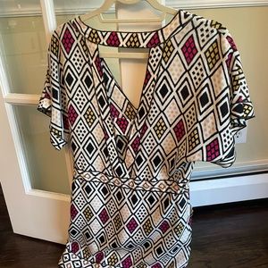 Geometric pattern silk summer dress